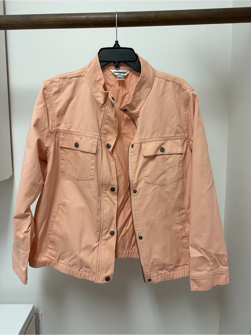Christopher & Banks Peach Utility Bomber Jacket